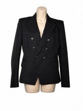 BALMAIN UF17110 Wool Gabardine Double Blazer 6-Button Jacket Fr40-42 L-XL Us8-10