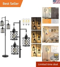 68" Dimmable Floor Lamp, Farmhouse Standing Lamp with Elegant Metal Cage, Ind...
