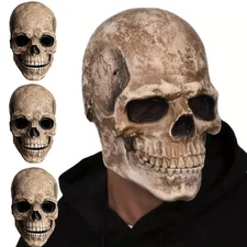 1-3PCS Skeleton Halloween Scary Mask Skull Full Head Cosplay Costume Horror Prop