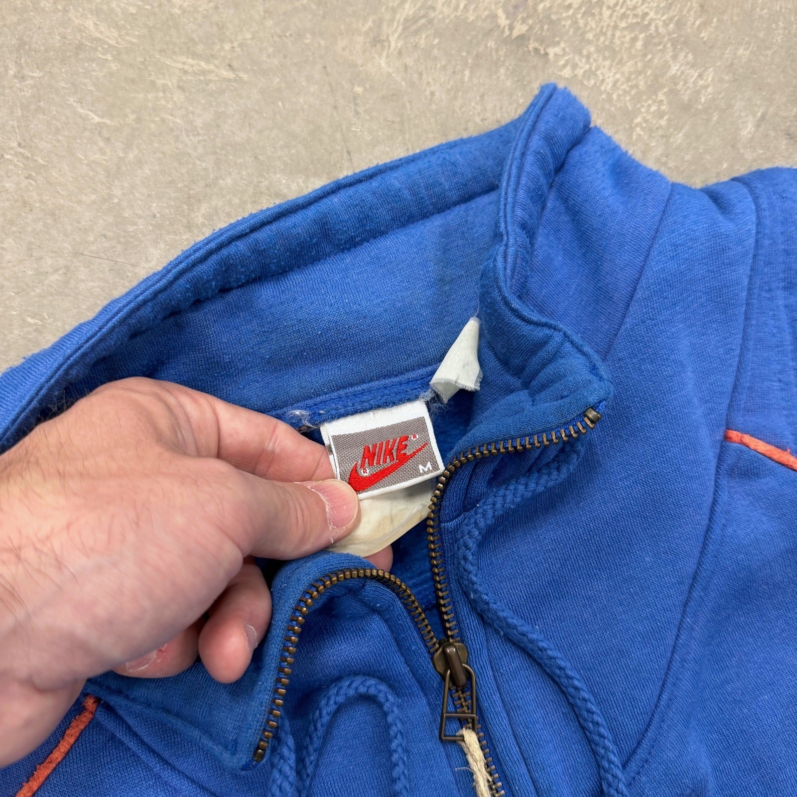 Vintage 90's Nike New York Giants NFL Blue Quarter Zip Sweatshirt - Medium image 7