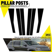 Fits for 2011-2021 Jeep Grand Cherokee Black Pillar Post Trim Window Cover Kits