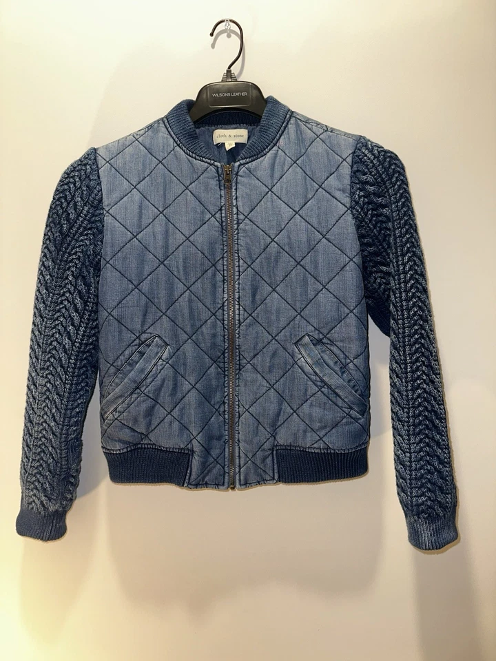 Chaqueta de bombardero Anthropologie acolchada de tela y piedra para mujer talla XS  Foto 4 de 4