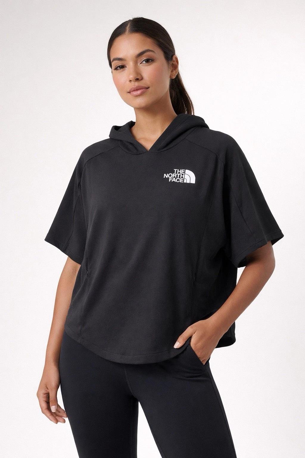 The North Face Women's Short Sleeve Pullover Hoodie Black Size L Lightweight