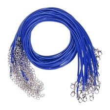 25 Pack 18" Waxed Necklace Cord, 2mm Bracelet Cord with Lobster Clasp Blue
