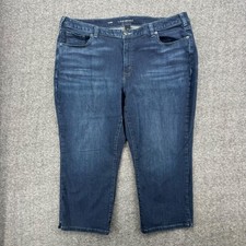 Lane Bryant Womens Plus Size 24 Dark Wash Capri Jeans Stretch Denim Whiskered
