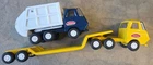 Vintage Tonka Garbage Truck and Lowboy Flat Bed Trailer Truck lot of 2