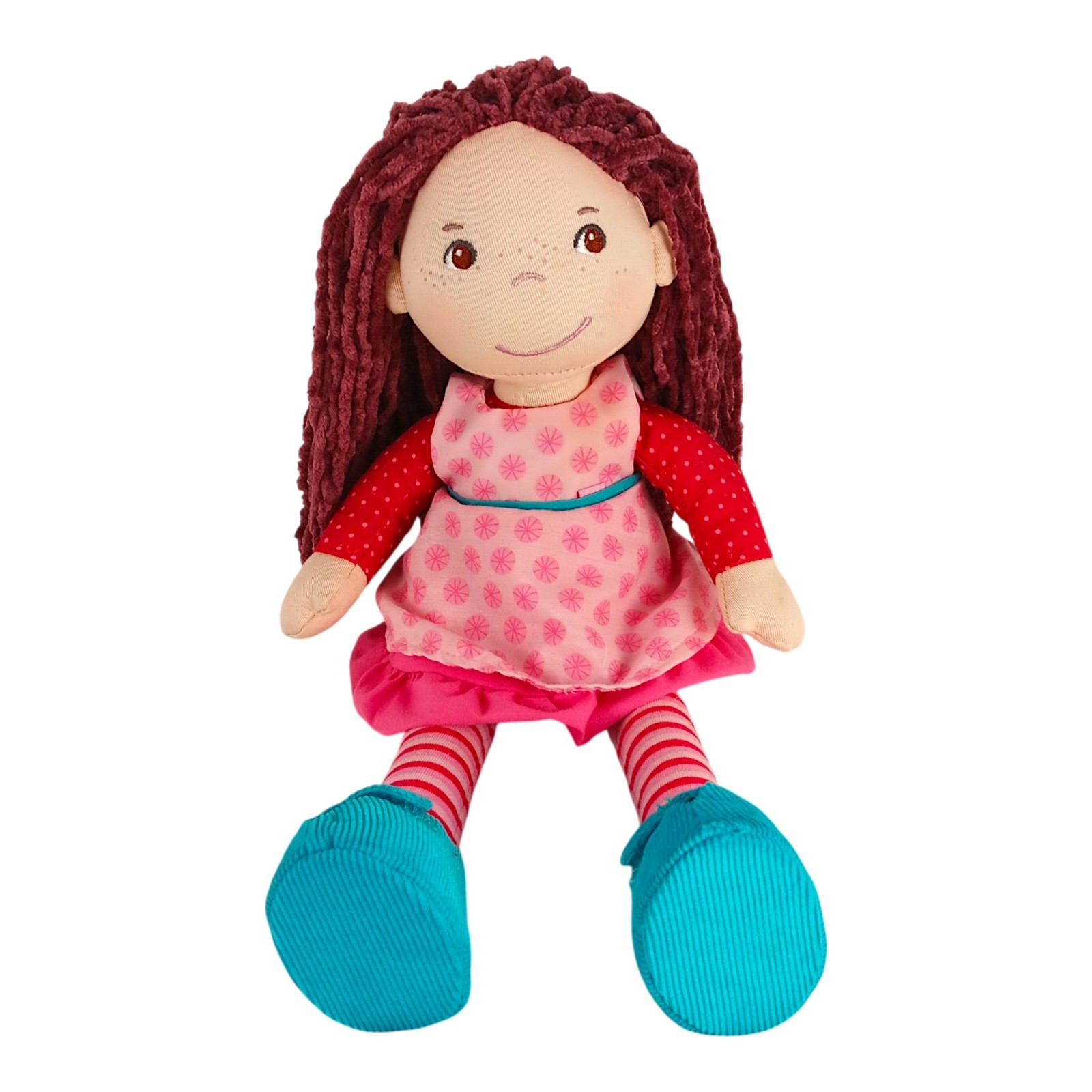 HABA Clara Soft Doll Purple Yarn Chenille Hair Brown Eyes 12
