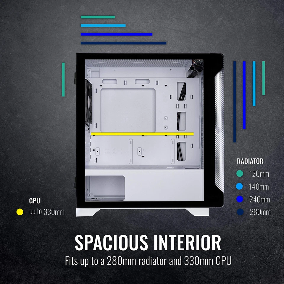 S100 Snow Tempered Glass Micro Computer Chassis Slim Compact Full Metal Design - Image 4 of 4