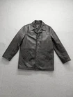 J Crew Men Jacket M Black 100% Leather Button Front Pockets Collared Outdoor