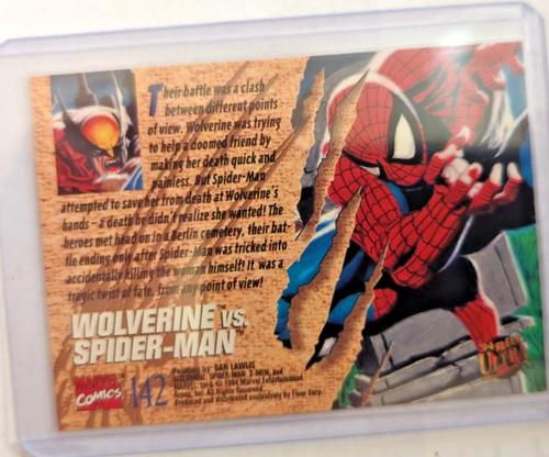 WOLVERINE vs Spider-Man 1994 Marvel X-Men Fleer Ultra Greatest Battles #142 - Picture 2 of 2