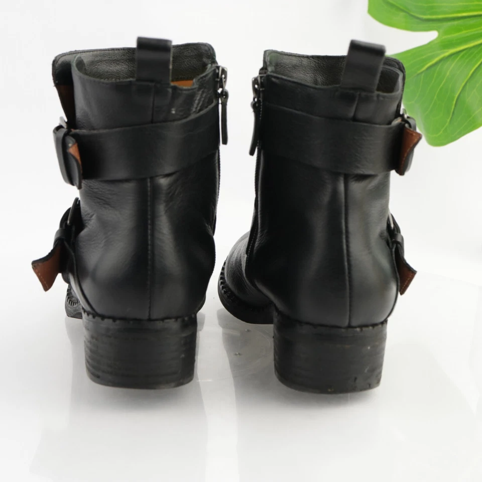 Gentle Souls Mujer Mejor Bota de Moto Talla 8 Negro Cuero Hebilla Tacón Bloque Botín Foto 4 de 4