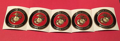UNITED STATES MARINE CORPS USMC 2 INCH ROUND STICKER DECAL SET OF 5 