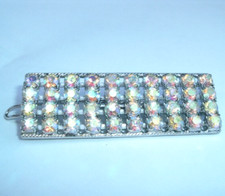 VINTAGE ART DECO AURORA BOREALIS RHINESTONE POST CLIP HAIR BARRETTE
