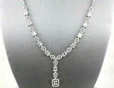 Natural Emerald  Round Cut Diamond Drop Lady's Necklace 14K White Gold 2.88Ct