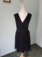 Pussycat London Black Lined Sleeveless Lace Top 36"L Dress Evening Size 14