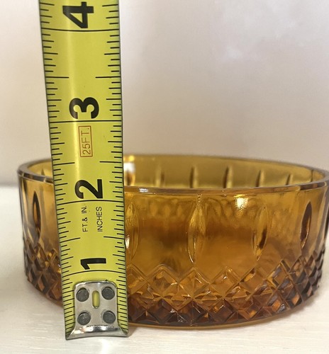 Vintage Indiana Glass Diamond Pattern Candy Trinket Dish Decor Amber Brown Round - Picture 6 of 7