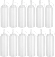 12 Pack 8 oz Plastic Squeeze Bottles Multipurpose Squirt Bottles for Ketchup