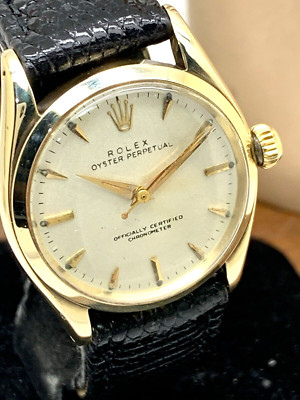Rolex Oyster Perpetual Women's Watch Vintage Swiss Automatic 14k Gold Case 30mm