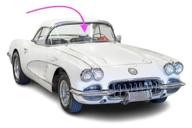 Se adapta a: Chevrolet Corvette 1956-1962 cupé deportivo 2D parabrisas delantero vidrio Foto 2 de 4
