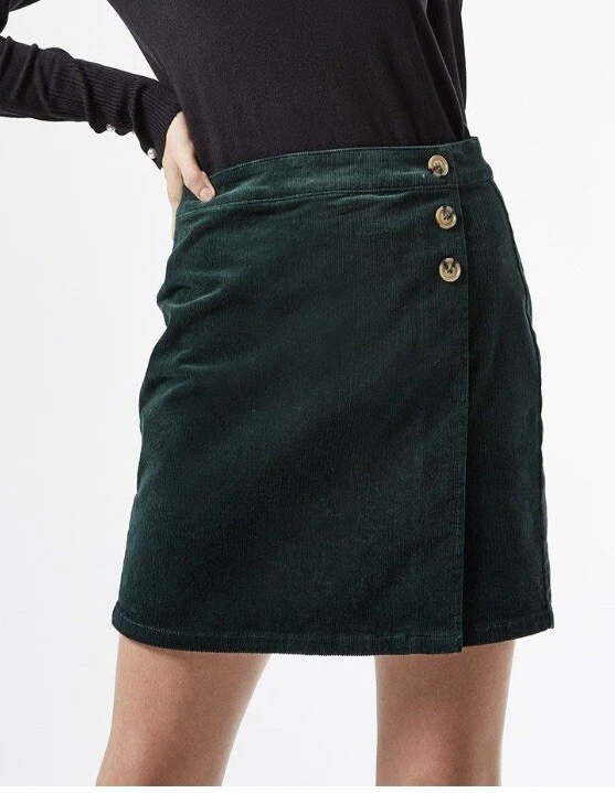 bnwt DOROTHY PERKINS Corduroy Skirt Size 20 Mock Wrap Emerald