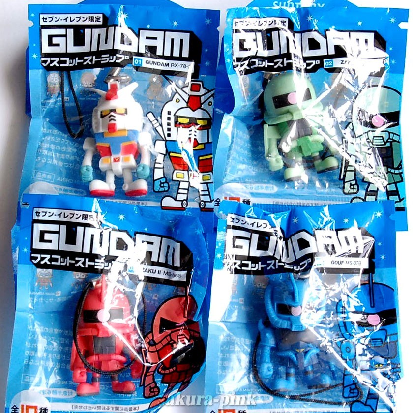Rare ! Complete Set ALL10 GUNDAM Strap Keychain Seven-Eleven
