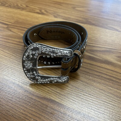 Norona Brown Crystal Pony Hair Stud Belt Medium