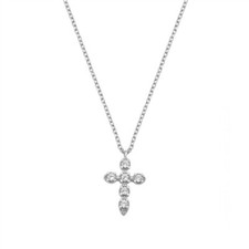 Sterling Silver Cubic Zirconia Cross Pendant Necklace
