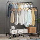 2 Bars Clothes Rack Heavy Duty Clothing Garment Rack Closet Storage Shelf Metal