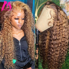 Highlight Wig Human Hair 13x4 DeepWave Frontal Wig Brazilian 30 Inch HoneyBlonde