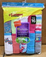Hanes Panties Girls Tagless Hipsters Underwear Size 16 Butterfly 11 Pack K22
