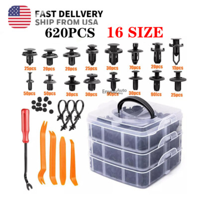 620Pcs Bumper Clips Retainer Auto Car Rivets Fastener Fender Push Pin Trim