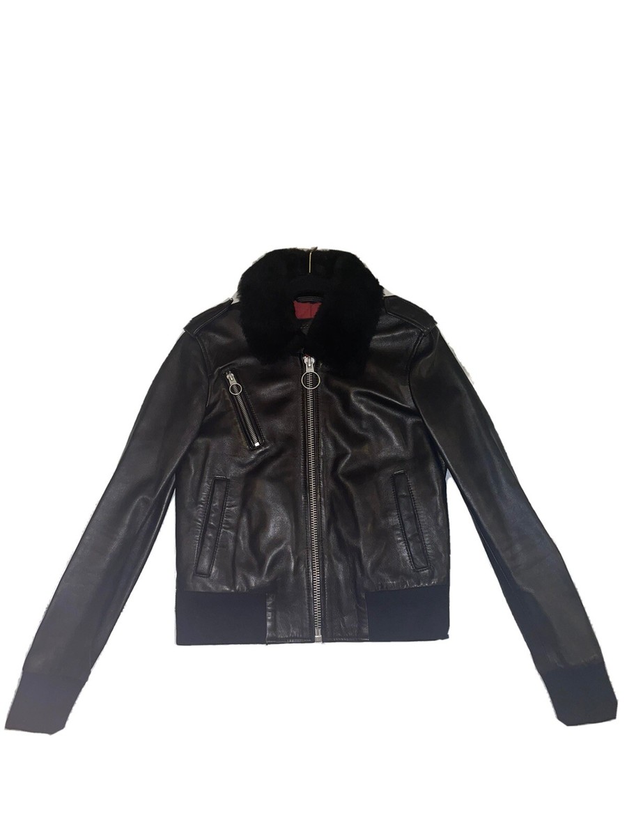 all saints leather jacket fur collar