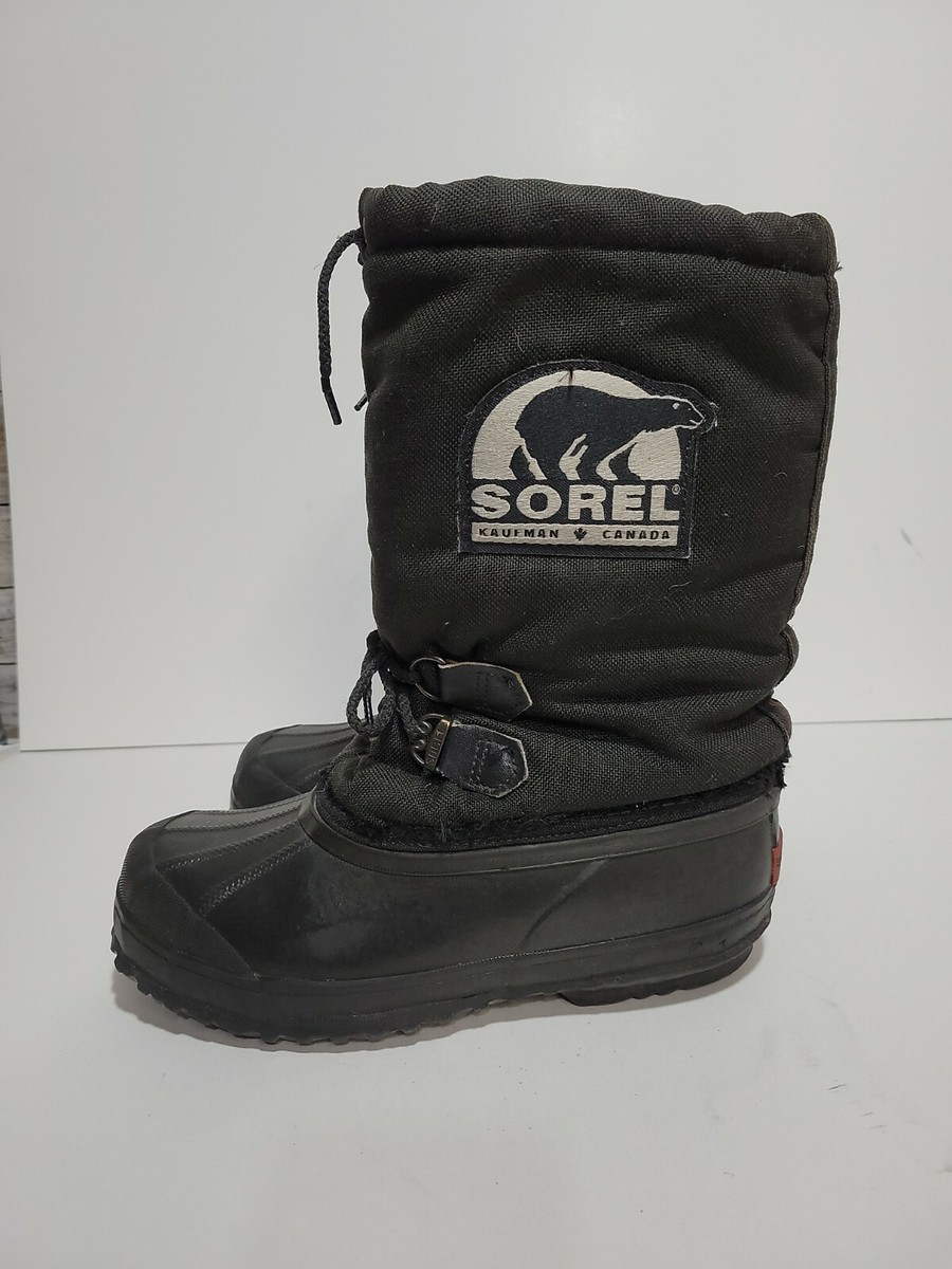 SOREL KAUFMAN BLACK CANVAS LINED WINTER SNOW MENS 5 BOOTS | eBay display picture 1