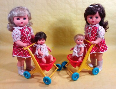 ZWEI Paare Mama und Baby 1970 - Verbesserte Sebino Puppen Titten Kinder Zwerg Furga