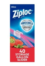 Ziploc Storage Slider Closure Quart Size Bags - 2 Boxes 40 Count