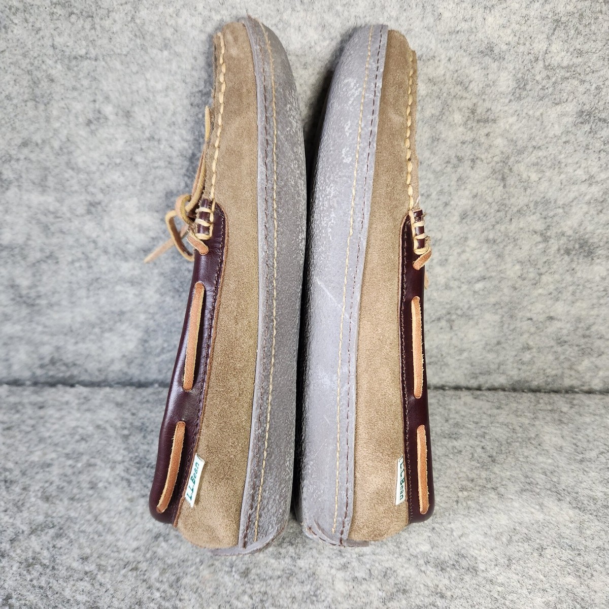 L.L. Bean Men\'s Suede Hand sewn flannel Lined Moccasins NIB Size 10 LL Bean Mens Size 8 Hand Sewn Flannel Lined Slippers Brown  main image 2