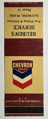 Authentic Vintage Chevron Matchbook Cover Reuben s Service - Raymond, Washington