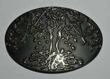 Nice Black Silver SKELETONS Tree VINES Dancing 3D Belt Buckle