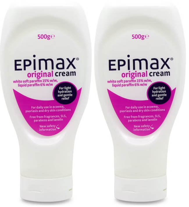 2 X Epimax Epaderm Cream for Eczema, Psoriasis Body, Shower, Soap 500g