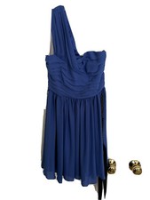 Express Lined Dress Sz: 0 One Shoulder Mini Formal Cocktail Party Blue