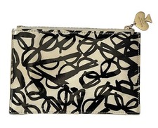 KATE SPADE Literary Glasses Black And White Vinyl Zip Pencil Make-Up Pouch