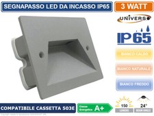 SEGNAPASSO LED RETTANGOLARE COLORE GRIGIO MONTAGGIO A INCASSO 503E 3W DA ESTERNO