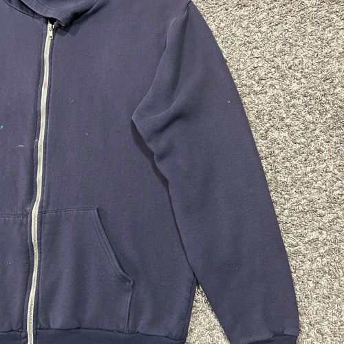 Vtg Thrashed Hoodie American Apparel Blank Sweatshirt F497 Full Zip Faded Blue - Picture 7 of 12