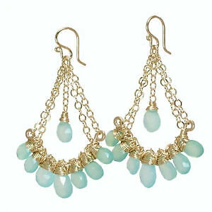 Chalcedony Chandelier Rose Gold Filled Fashion Earrings