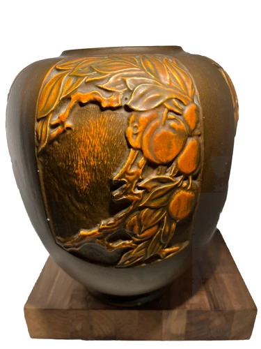 Roseville Rosecraft Panel Brown 1926 Art Pottery Ceramic Vase 293-8