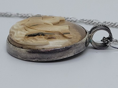 Vintage Sterling Carved Dolphin Pendant estate sale jewelry  - Picture 4 of 8