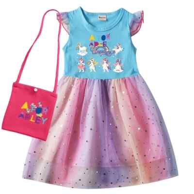 A for Adley- Clothes Baby Girls Short Sleeve Dreess Kids Evening Party  Dresses | eBay