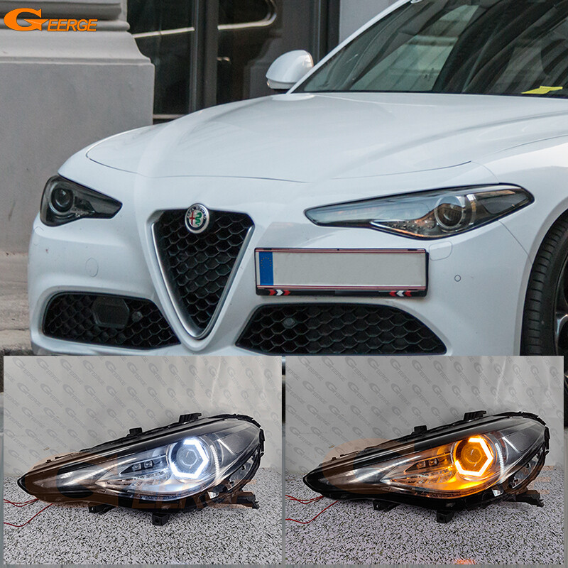 アルファロメオジュリア(952型)HIDヘッドライト For Alfa Romeo Giulia 952 Stelvio 949 Ultra Bright Hex LED Angel
