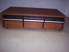 BROWN WOODGRAIN STORAGE CASE FOR CASSETTE TAPES HOLDS 30 TAPES 12