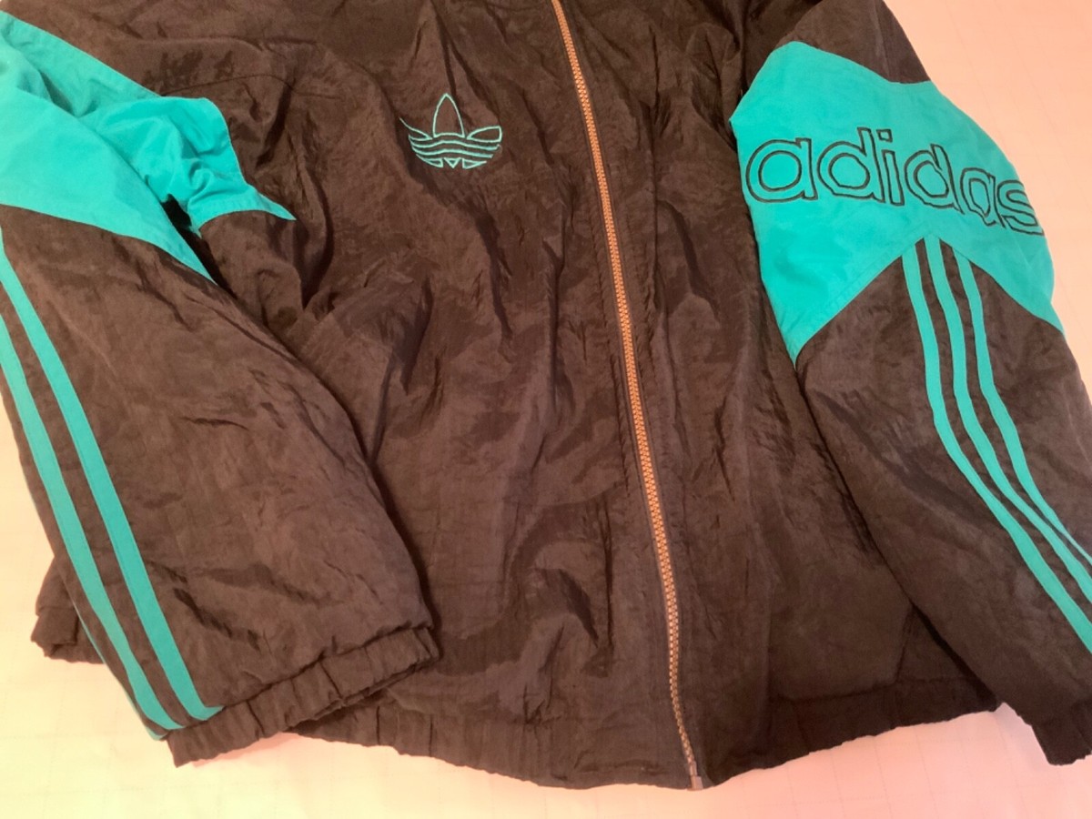Vintage Adidas Trefoil Logo Nylon Parka Jacket Size M Green